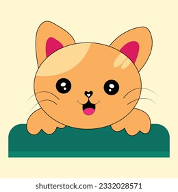 Cute Happy Cate Chibi Vector Illustration