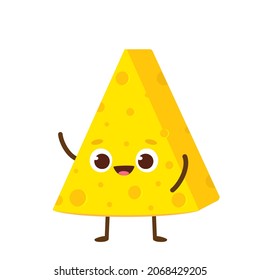 Cute Happy Cheese Character Funny Food Stock Vector (Royalty Free ...