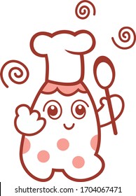 Cute happy chef with hat cartoon, mascot character kawaii style vector icon illustration. Concept white isolated background, Suitable for Web, Printable, Page, Flyer, Sticker, Card, products