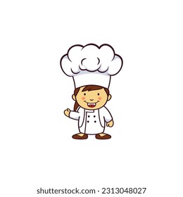 Cute happy Chef Logo of cooking mascot with Hat symbol food business icon delicious cartoon clipart