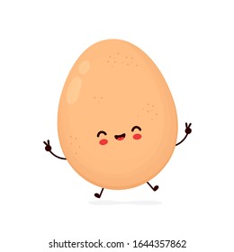 Cute happy chicken egg. Vector flat cartoon character illustration icon design.Isolated on white background. Chicken egg, Easter concept