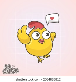 cute and happy chicken with love symbol,animal illustration,vector eps 10