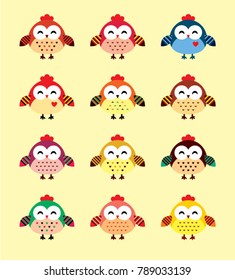 cute happy chicken vector