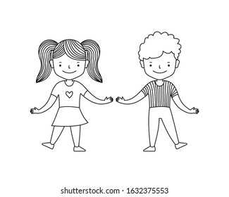 Cute Happy Children Boy Girl Dancing Stock Vector (Royalty Free ...