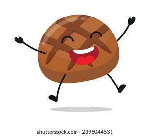 Cute happy chocolate character. Funny victory jump celebration sweet cartoon emoticon in flat style. closet vector illustration