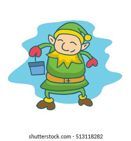 Cute and happy Christmas elf cartoon
