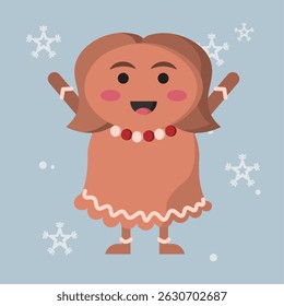 Cute happy christmas gingerbread character Vector illustration