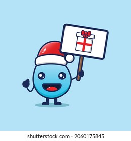 Cute of happy Christmas water need a gift. Isolated on blue background