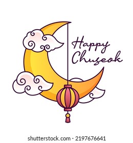 cute happy chuseok with crescent moon