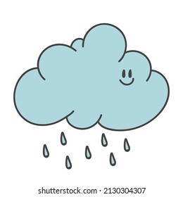 Cute Happy Cloud with Rain Drops. spring or autumn weather