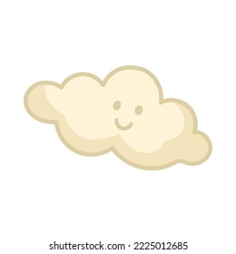 Cute feliz nube sonriendo ilustración de caricatura. Un personaje mágico adorable en el cielo aislado en un fondo blanco. Fantasía, concepto de cuento de hadas
