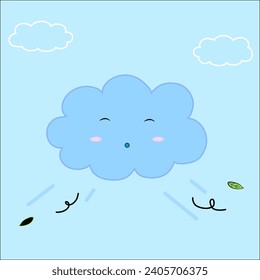 cute happy clouds graphic vector in winter.