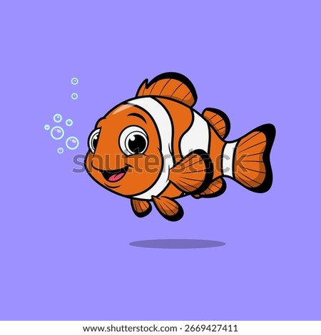 Cute Happy Clownfish Vector Character Smiling Nemo Fish Mascot Illustration