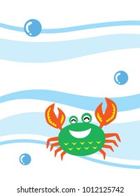 cute happy colorful crab vector