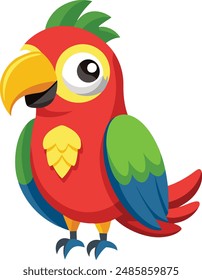 Cute happy and colorful parrot illustration