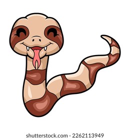 Cute happy copperhead snake cartoon