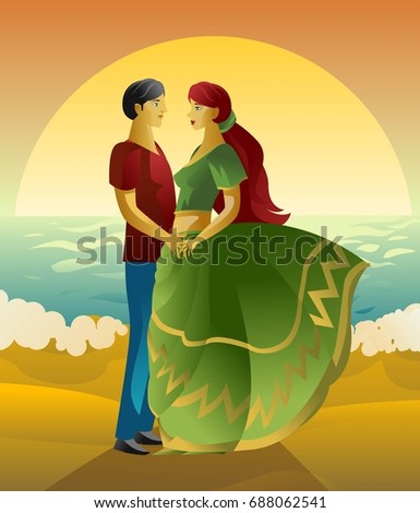 cute happy couple in the beach