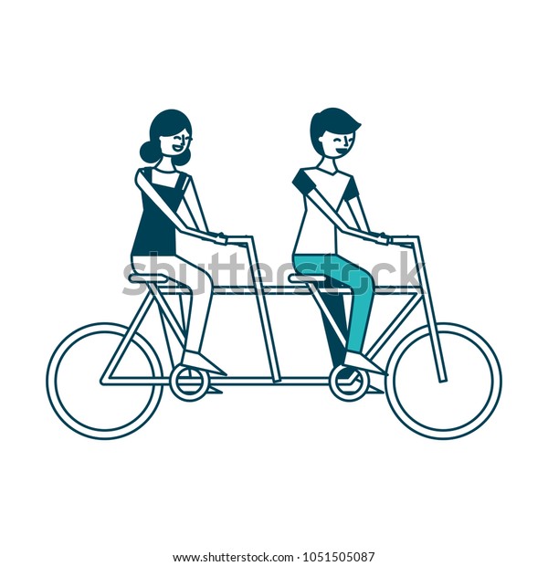 Cute Happy Couple Riding Tandem Bike Stock Vector Royalty Free 1051505087 Shutterstock 4308