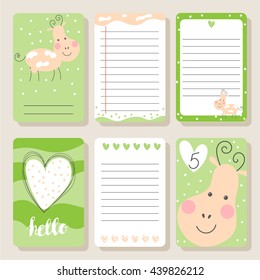 Cute happy cow cards. Cute vector illustration for postcards, posters, notes, to do list, Journals Card.