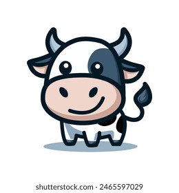 lindo diseño de la Plantilla de la Ilustración vectorial del personaje de la historieta de la vaca feliz.