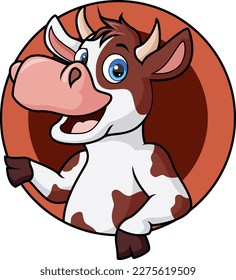 Cute happy cow cartoon with frames