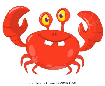 Cute Happy Crab cartoon illustration. Vector character design
