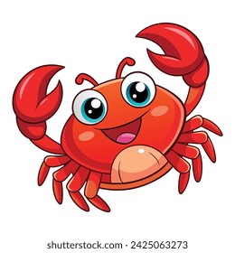 Cute Happy Crab cartoon illustration on white