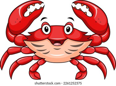 Cute happy crab on white background