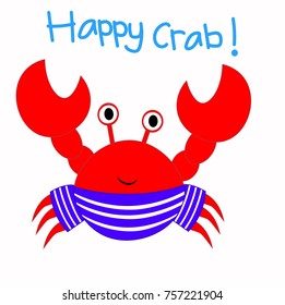 cute happy crab. vector cartoon illustration