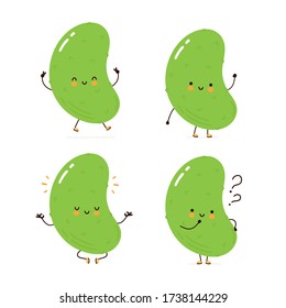 Cute happy cucumber Zeichensatzsammlung. Auf weißem Hintergrund isoliert. Zeichentrickdarstellung
