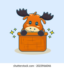 cute happy deer cartoon illustration