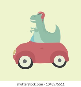 Cute happy dino vector illustration, t-shirt design for kids, baby fashion print.