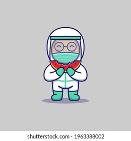 Cute happy doctor eating watermelon