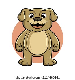 cute happy dog ​​cartoon with fat and adorable drawing style in brown color isolated