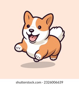 cute happy dog jumping vector illustration