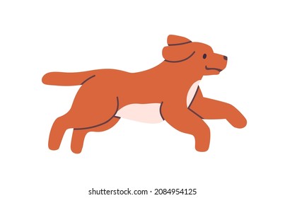 Cute happy dog running. Playful puppy walking. Little pup in motion. Active canine animal. Cheerful doggy. Colored flat vector illustration of lovely pet isolated on white background - Shutterstock ID 2084954125