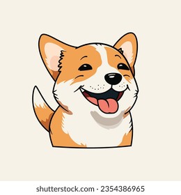 Cute happy dog for sticker, vector illustration