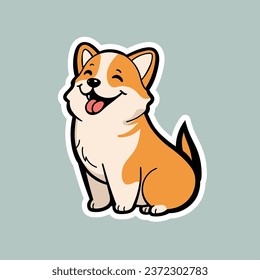 Cute happy dog for sticker, vector illustration