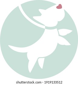 Cute Happy Dog  Vector Illustration Icon.