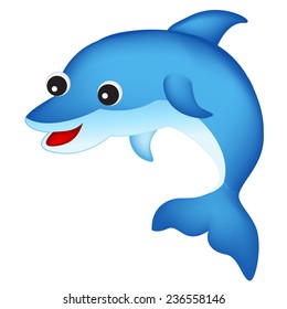 Cute happy dolphin isolated on white background clip art