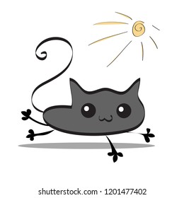 Cute happy doodle kitten