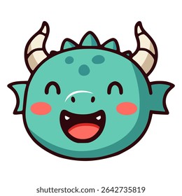 cute happy dragon animal cartoon character flat color vector illustration template design