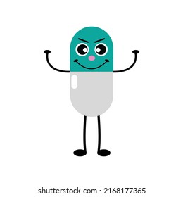 Cute happy drug characters cartoon art illustration.