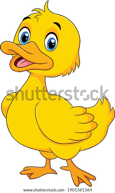 Cute Happy Duck Cartoon Illustration Stock Vector (Royalty Free ...