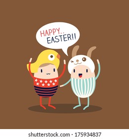 Cute Happy Easter Egg Cartoon Vector