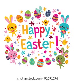 cute Happy Easter greeting card