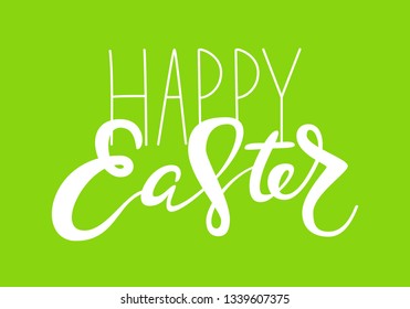 Cute Happy Easter lettering quote, hand written with ink brush, isolated on white background. Vector illustration