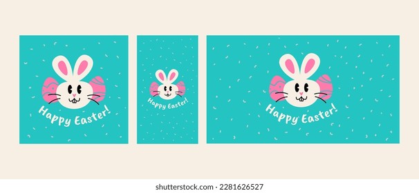 Cute Happy Easter Social Media Template Set