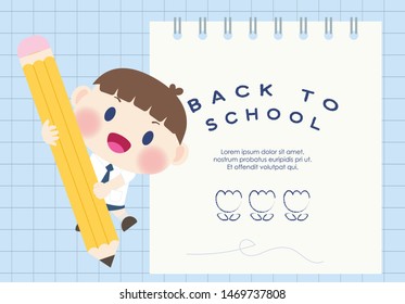 cute happy  elementary student back to school vector