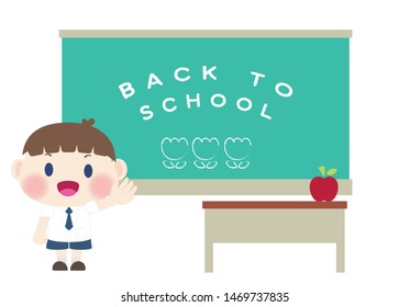 cute happy  elementary student back to school vector